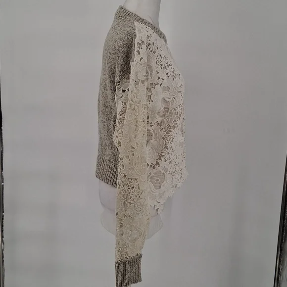 SEE BY CHLOE Women’s Lace Pullover Sweater Milk Color Size Medium - Picture 6 of 13